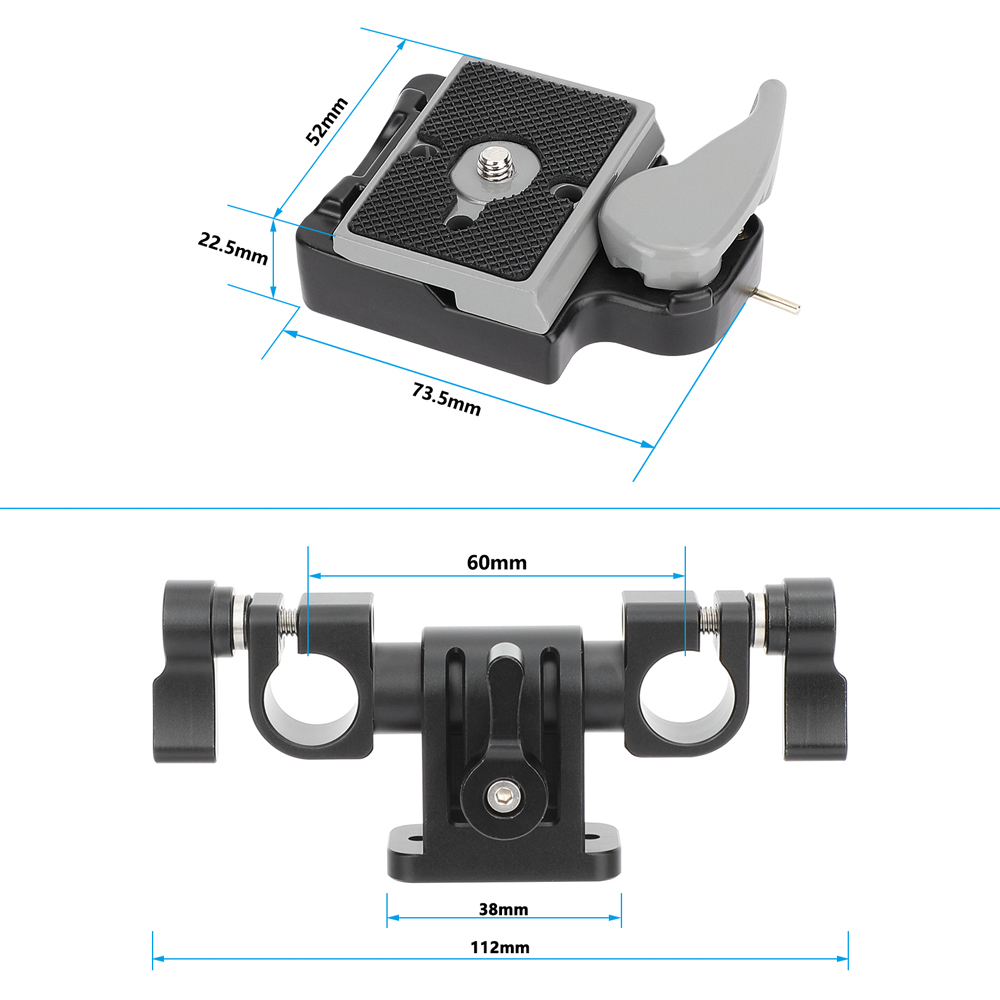 CAMVATE 200PL-14 RC2 Quick Release Plate Kit with 15mm LWS Rod Clamp