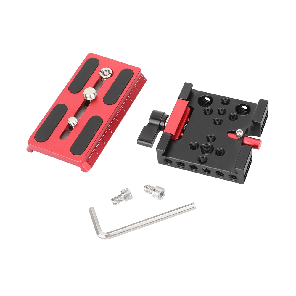 CAMVATE Manfrotto-Type Base Clamp with Quick Release Plate (Red/Black)