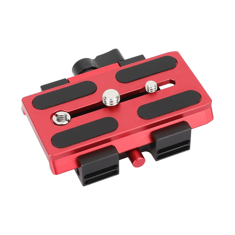 CAMVATE Manfrotto-Type Base Clamp with Quick Release Plate (Red/Black)