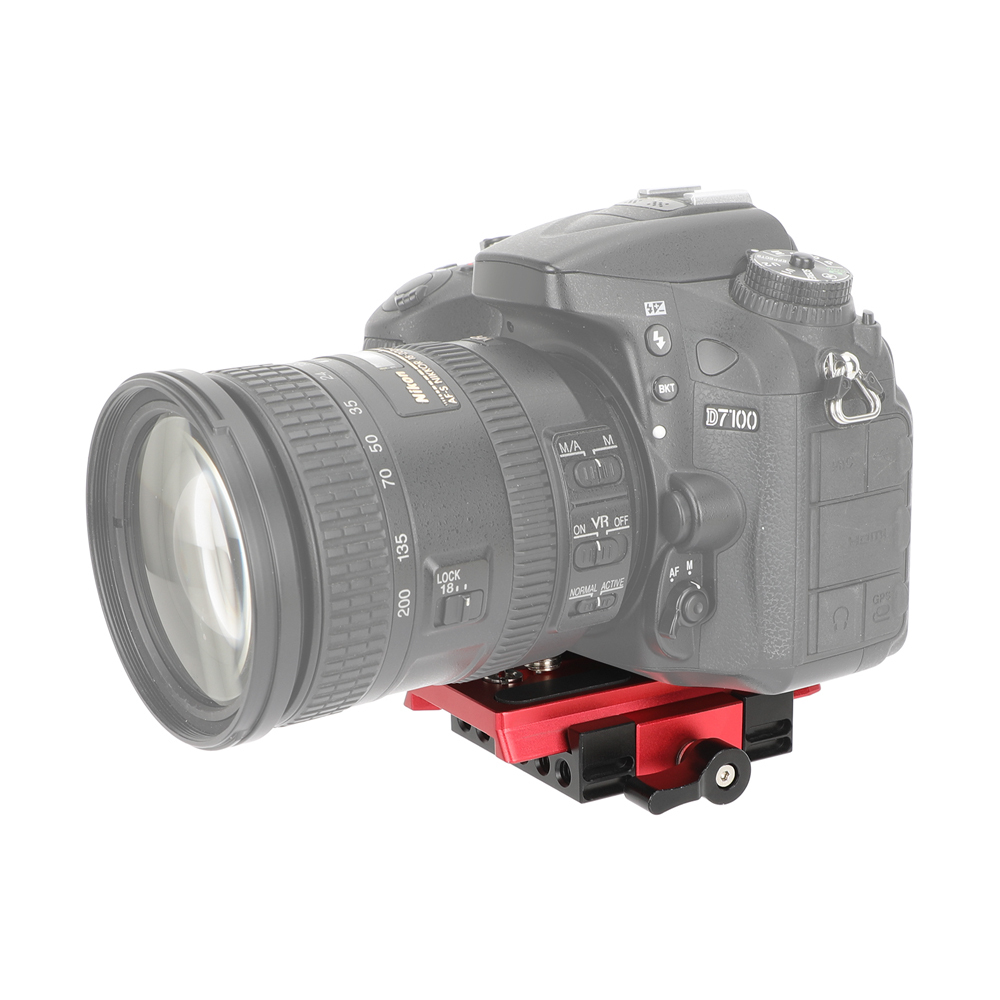 CAMVATE Manfrotto-Type Base Clamp with Quick Release Plate (Red/Black)