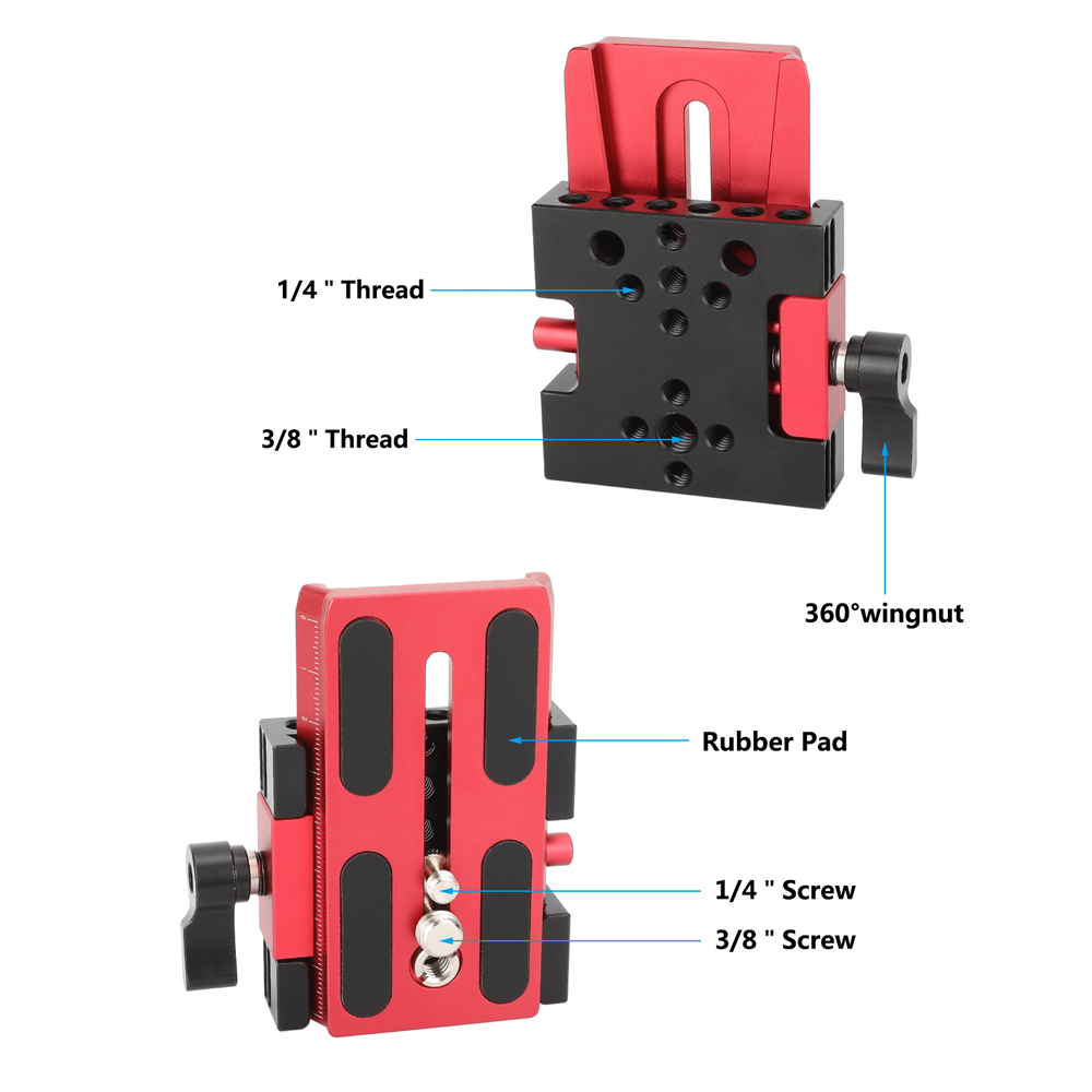 CAMVATE Manfrotto-Type Base Clamp with Quick Release Plate (Red/Black)