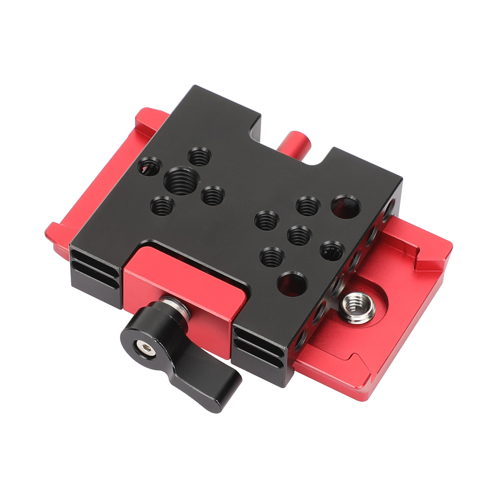 CAMVATE Manfrotto-Type Base Clamp with Quick Release Plate (Red/Black)