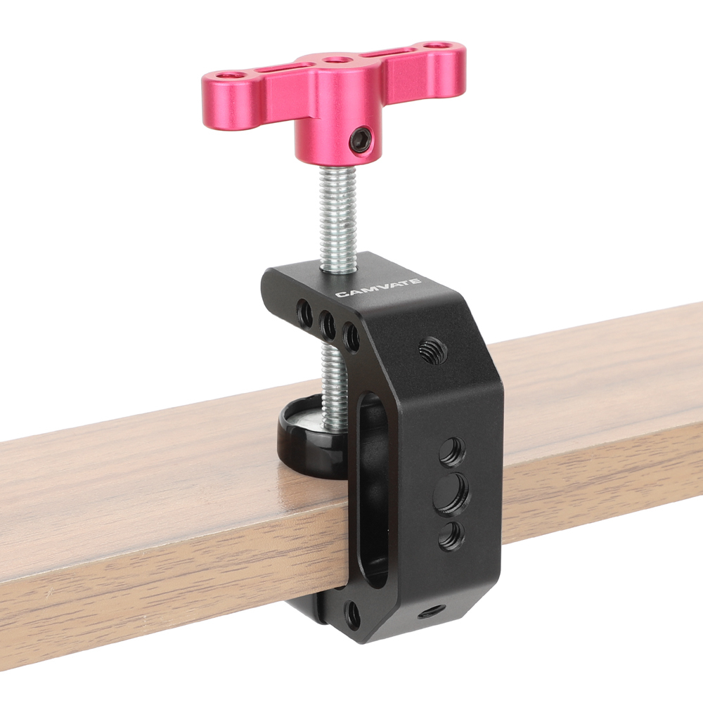 CAMVATE C-clamp with 1/4"&3/8" Thread (Red T-handle)