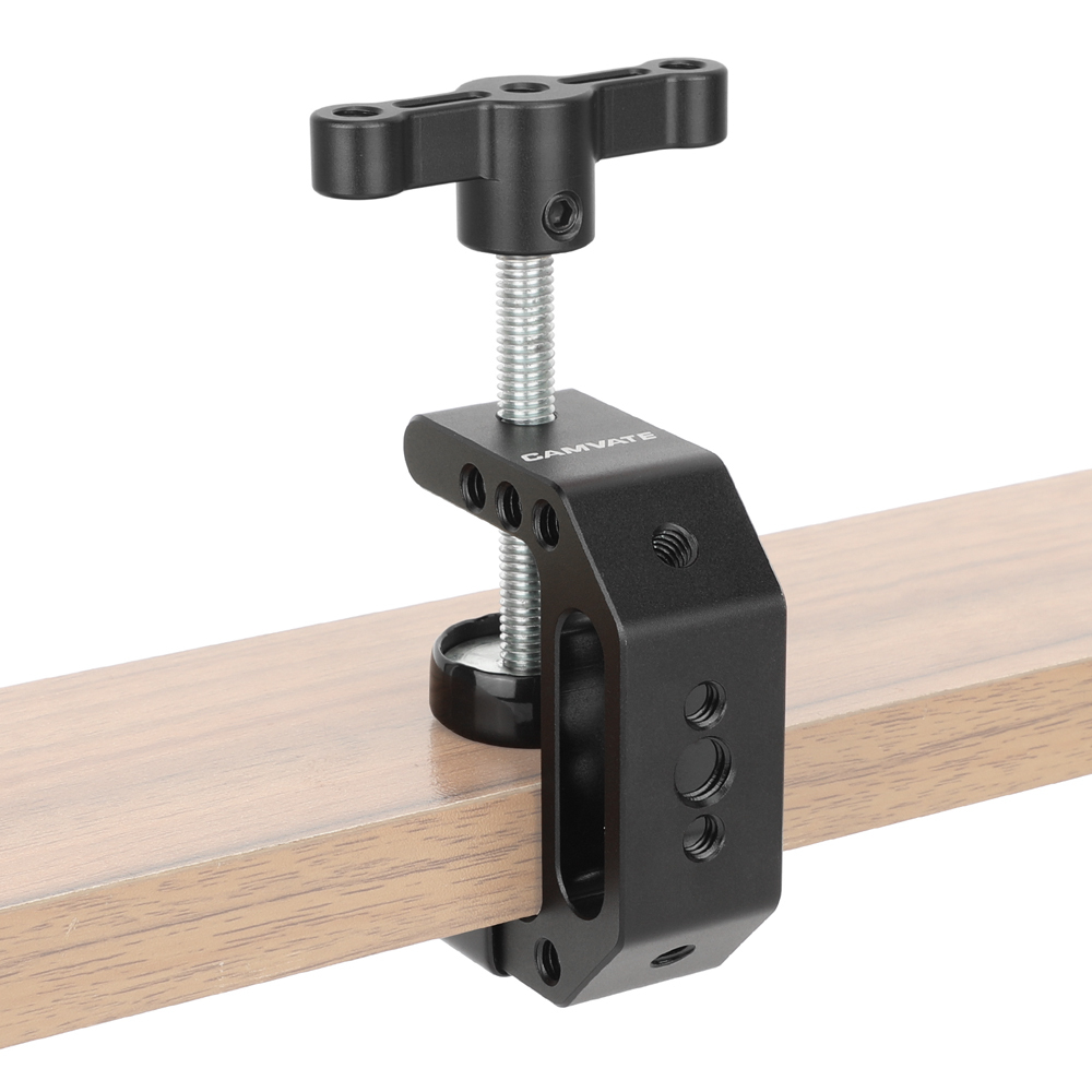 CAMVATE C-clamp with 1/4"&3/8" Thread (Black T-handle)