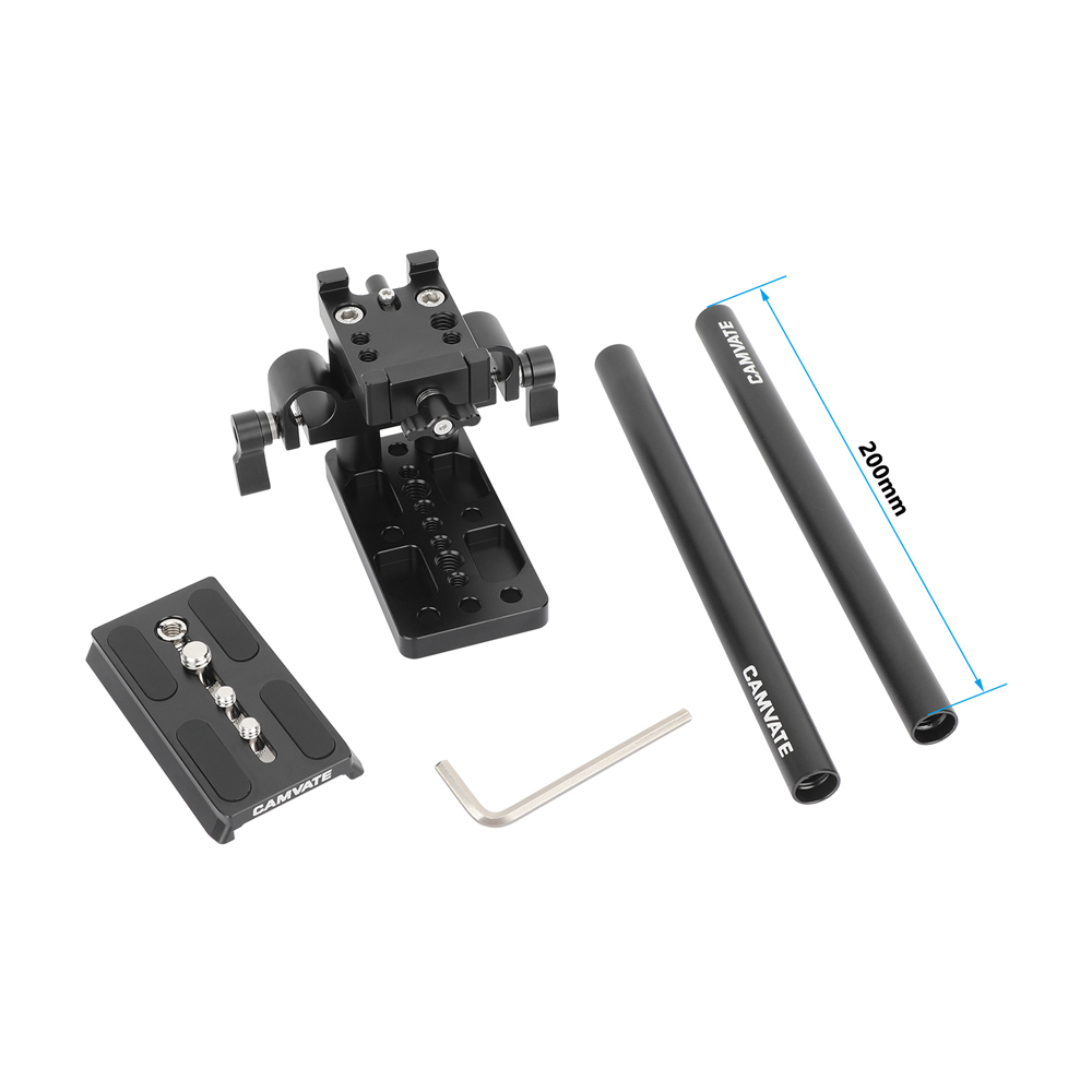 CAMVATE Quick Release Manfrotto Baseplate (Horizontally Mounted) & 15mm LWS Dual Rod Supporting System