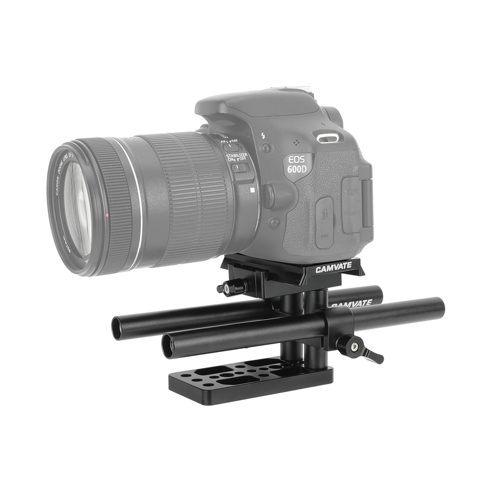 CAMVATE Quick Release Manfrotto Baseplate (Horizontally Mounted) & 15mm LWS Dual Rod Supporting System