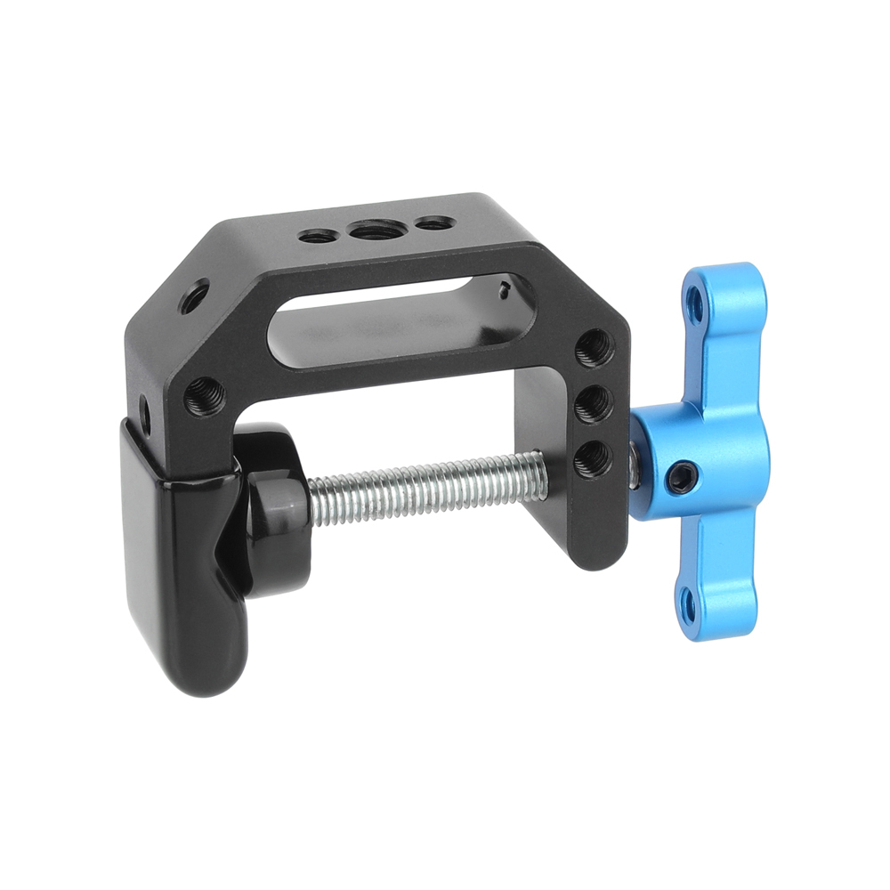 CAMVATE C-Clamp with 1/4"-20 and 3/8"-16 Threads (Blue T-handle)