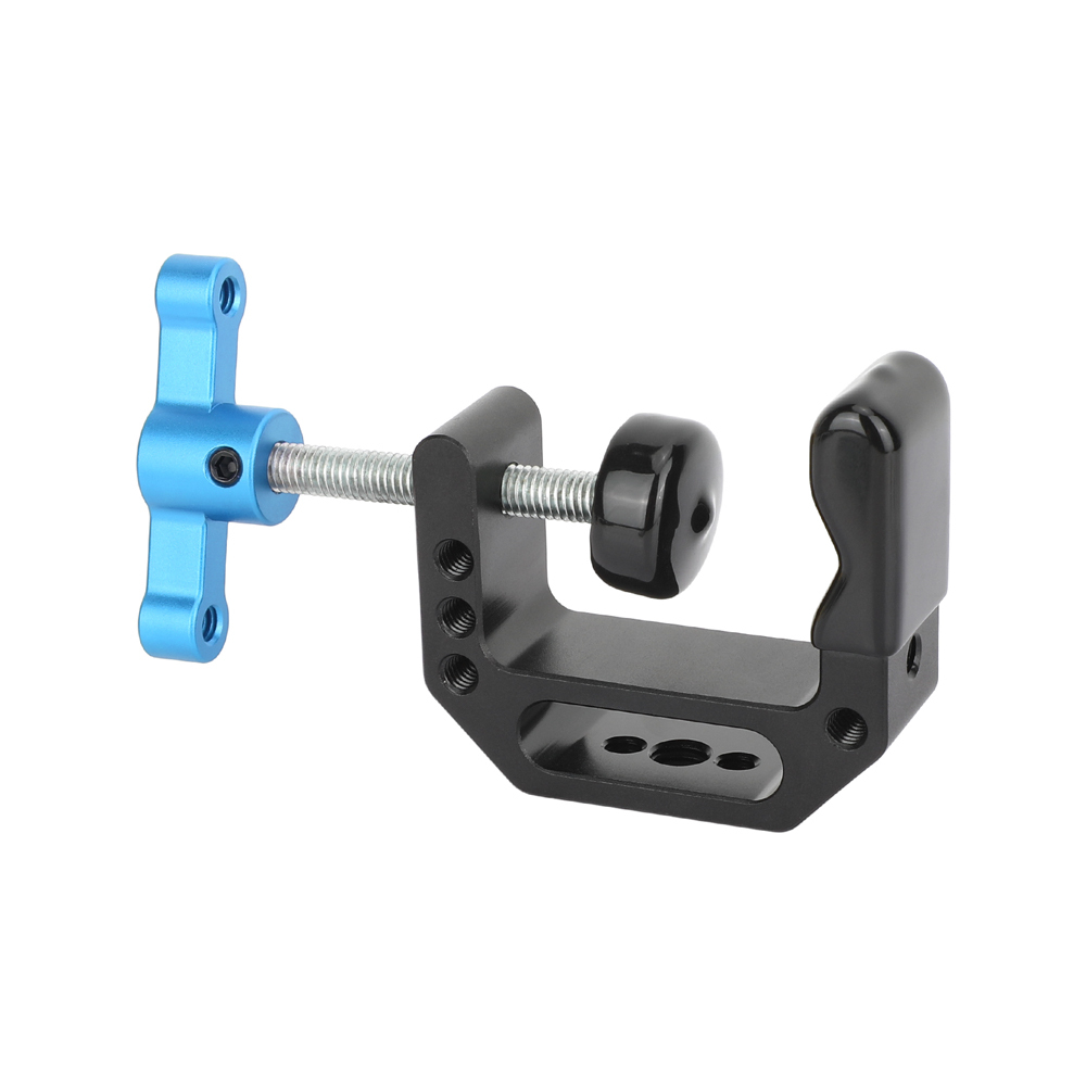 CAMVATE C-Clamp with 1/4"-20 and 3/8"-16 Threads (Blue T-handle)