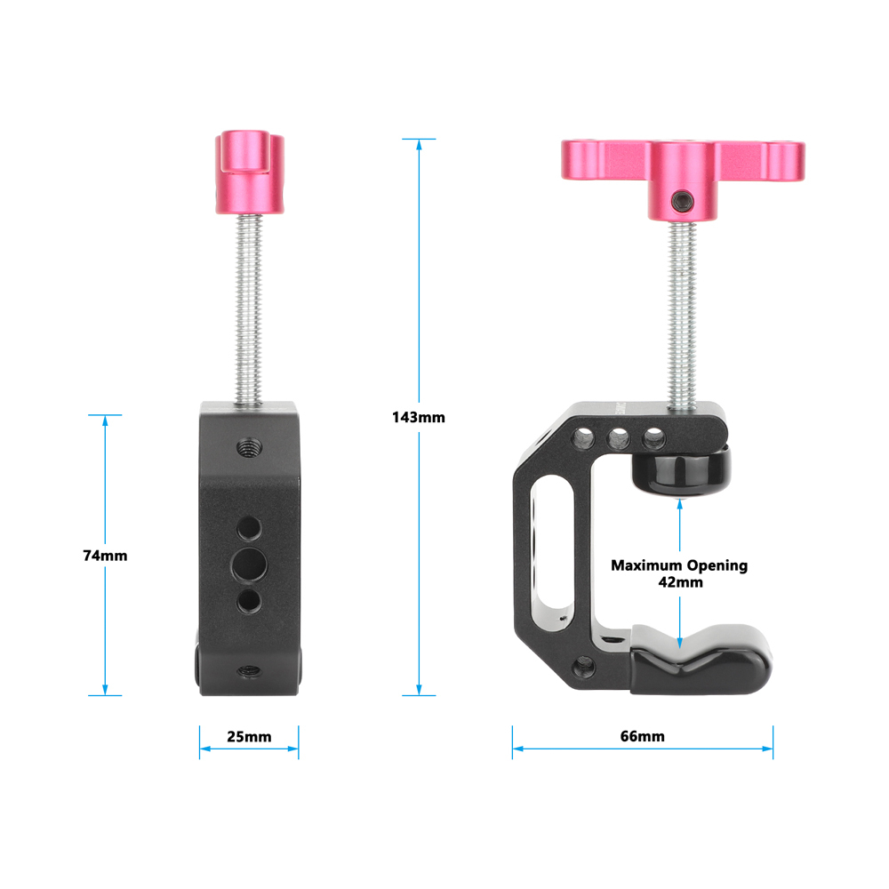 CAMVATE C-clamp with 1/4"&3/8" Thread (Red T-handle)