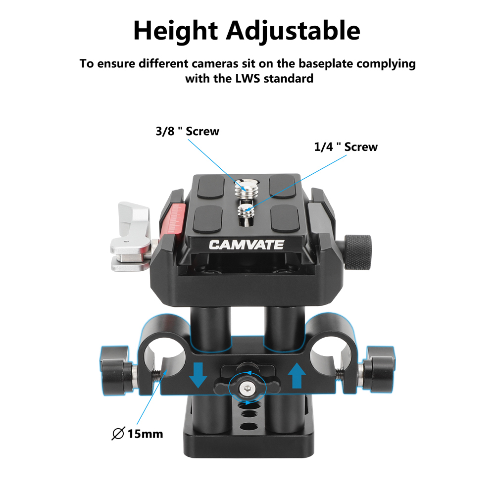 CAMVATE Arca/Manfrotto-Type Quick Release Baseplate with 15mm LWS Rod Mount