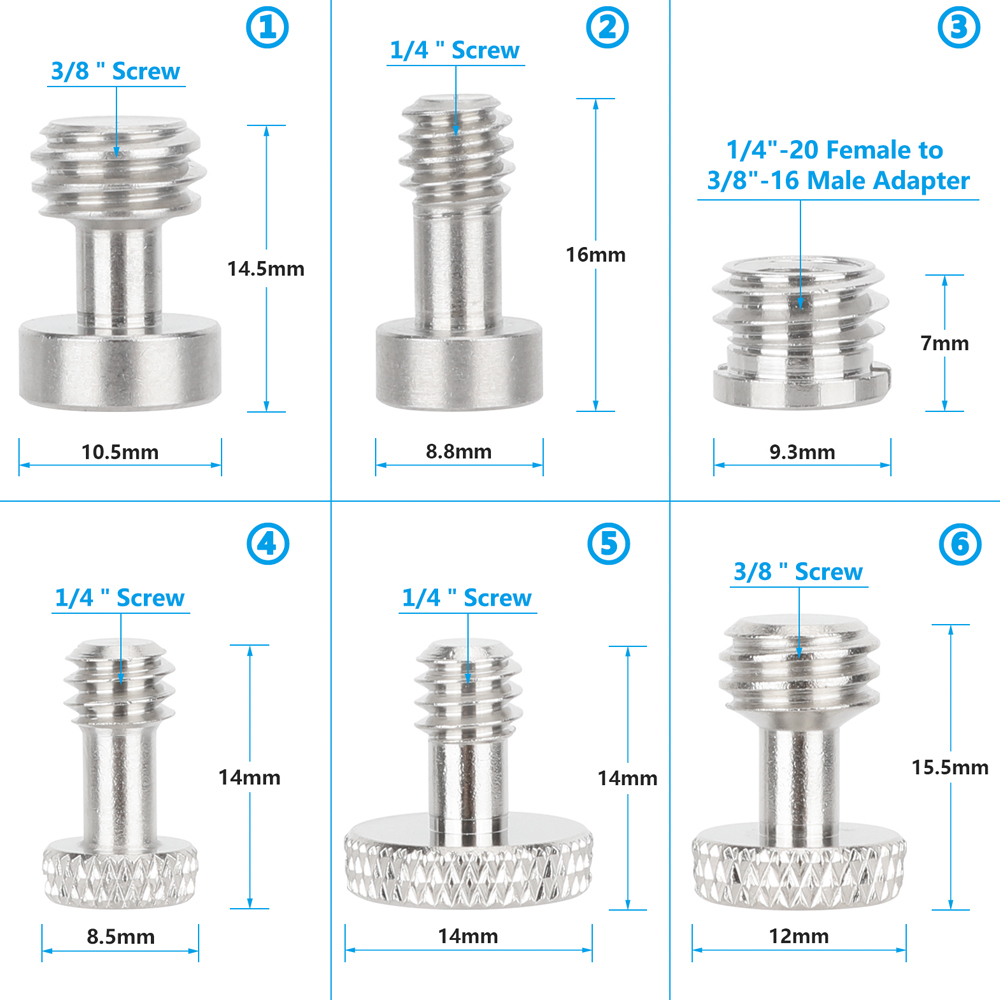 CAMVATE Assorted Screw Adapter Set for Camera Accessories (1/4"-20, 3/8"-16)