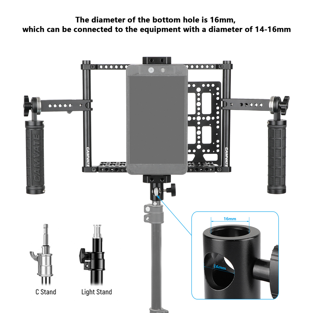 CAMVATE 7" Monitor Cage Kit with Dual Rosette Mount Rubber Handgrips