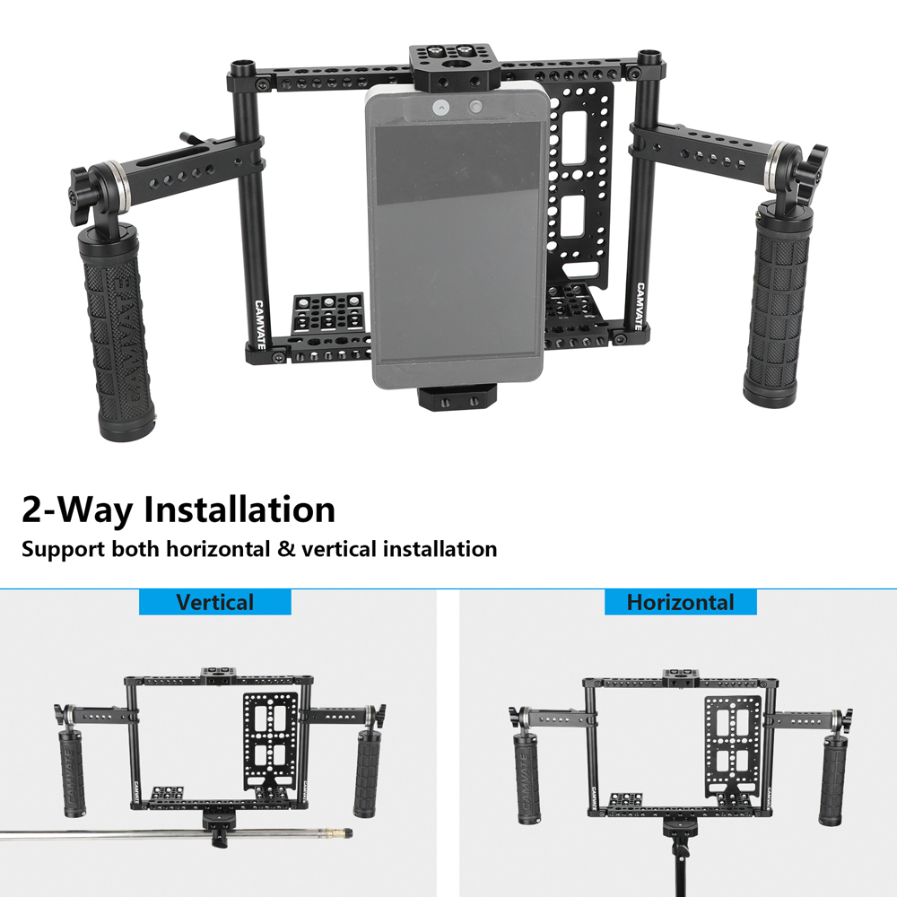 CAMVATE 7" Monitor Cage Kit with Dual Rosette Mount Rubber Handgrips