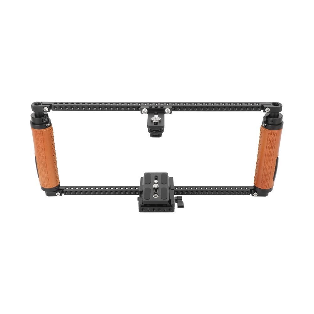 CAMVATE Adjustable Camera Cage with Manfrotto-Type Quick Release (Leather Grips)