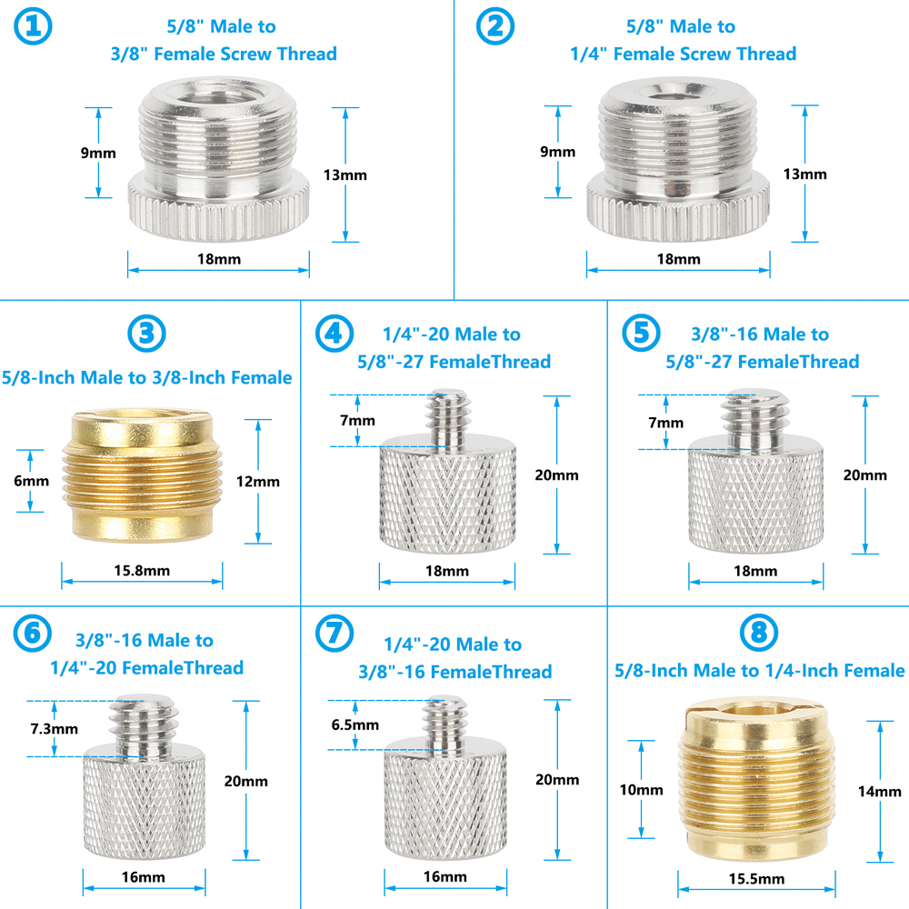 CAMVATE Mic Stand / Tripod Mount Thread Adapter Set