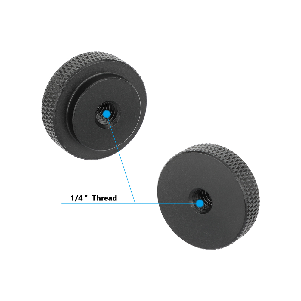 CAMVATE 1/4"-20 Female Thumbwheel Lock Nut Adapter (Black, 4-Pack)