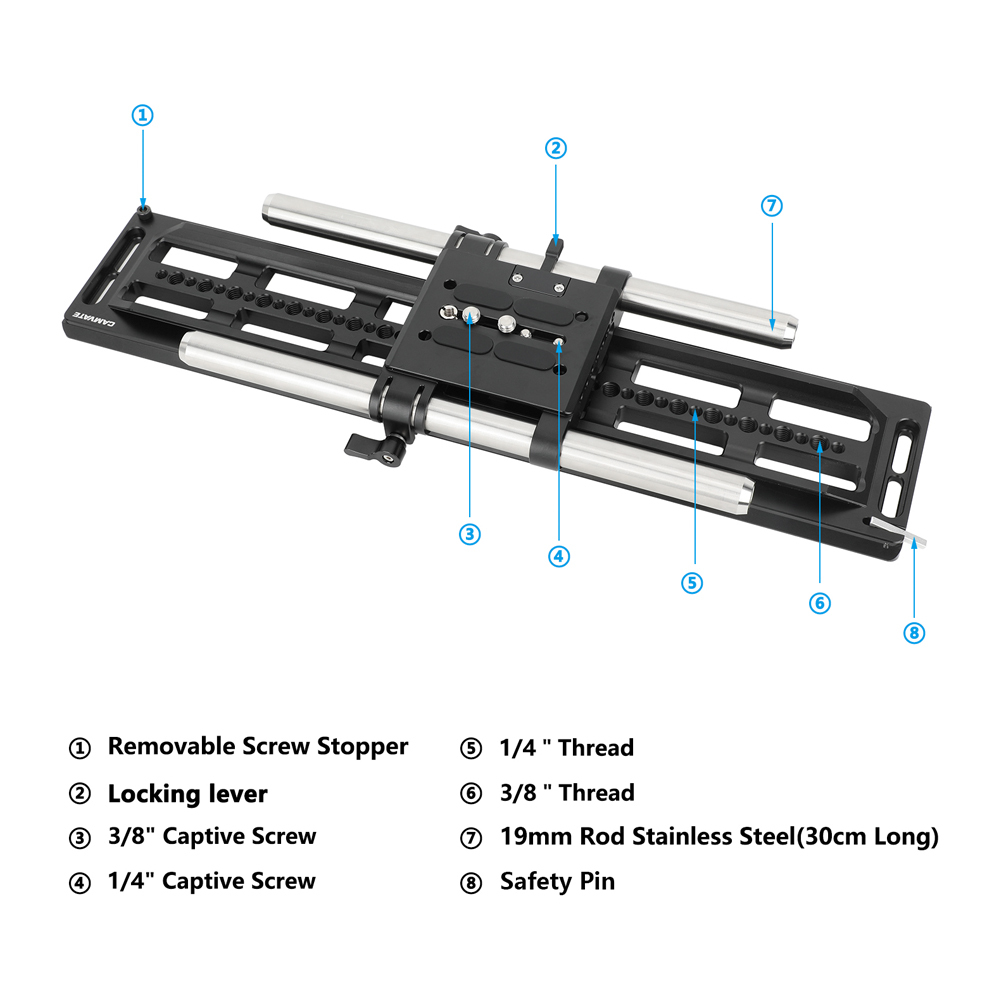 CAMVATE ARRI Standard Dovetail with Bridge Plate & 19mm Studio Rod Support System