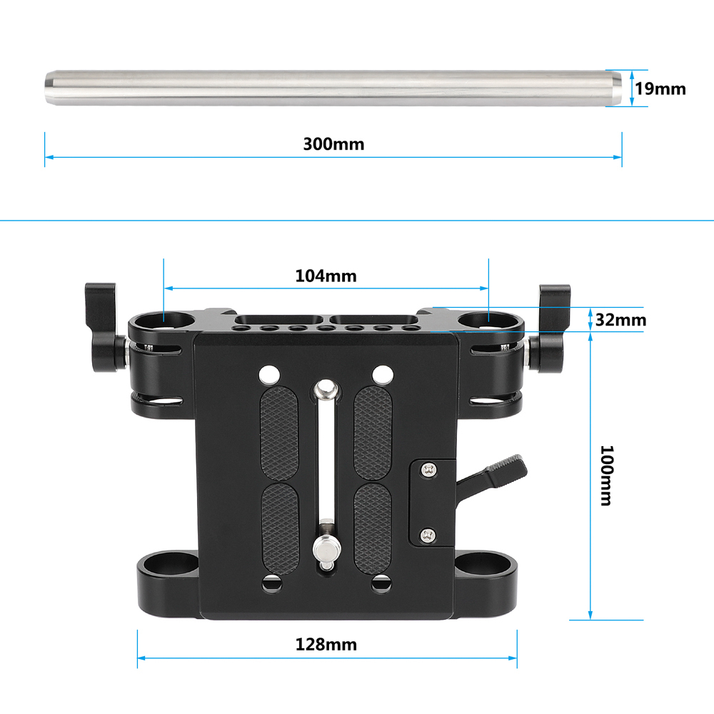 CAMVATE ARRI Standard Dovetail with Bridge Plate & 19mm Studio Rod Support System