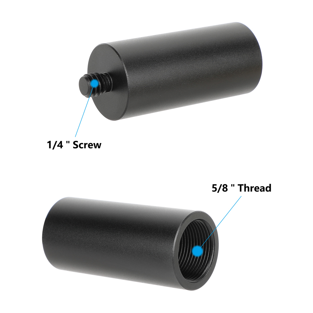 CAMVATE 5/8"-27 Female to 1/4"-20 Male Mic Stand Adapter (2" Long, 2-Pack)