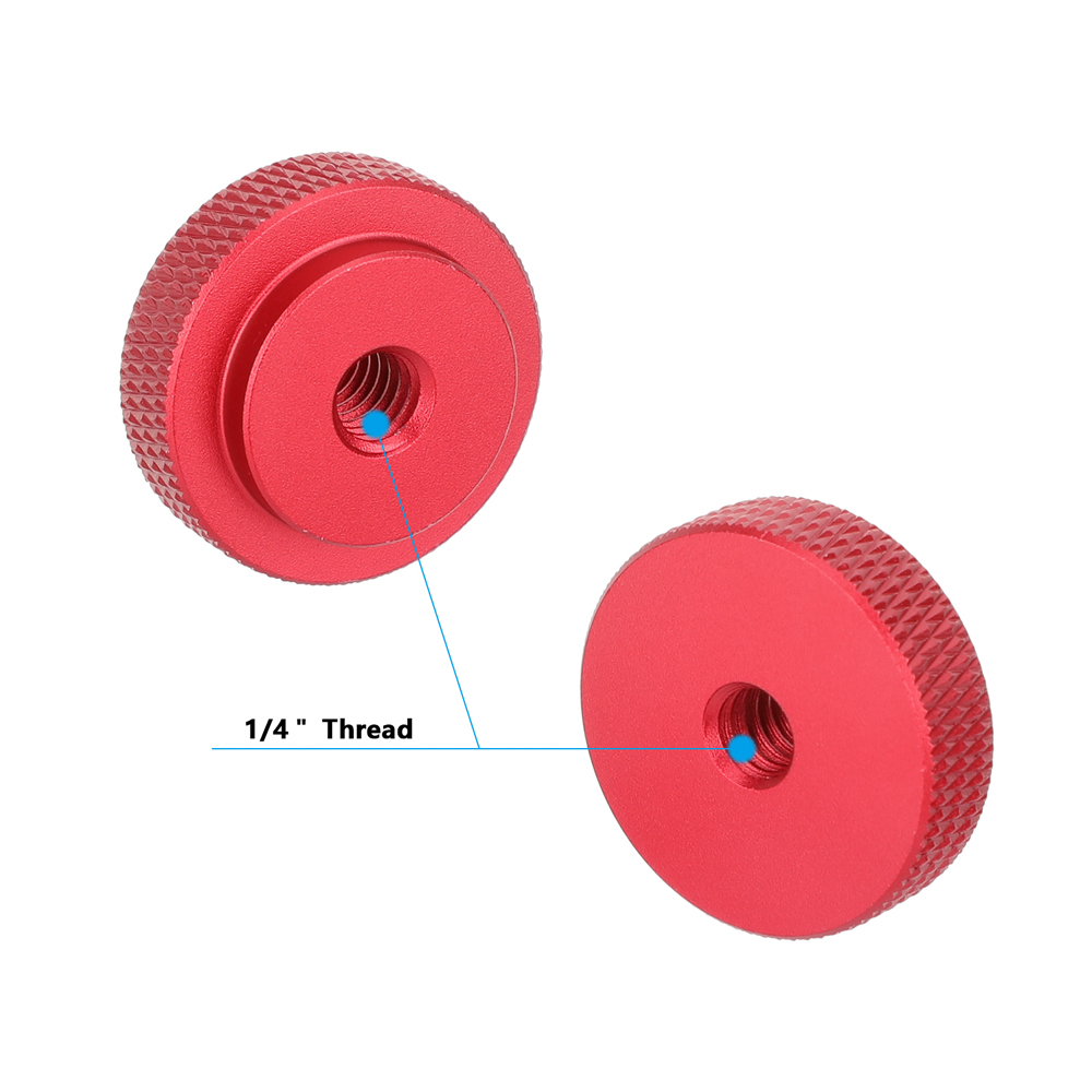 CAMVATE 1/4"-20 Female Thumbwheel Lock Nut Adapter (Red, 4-Pack)