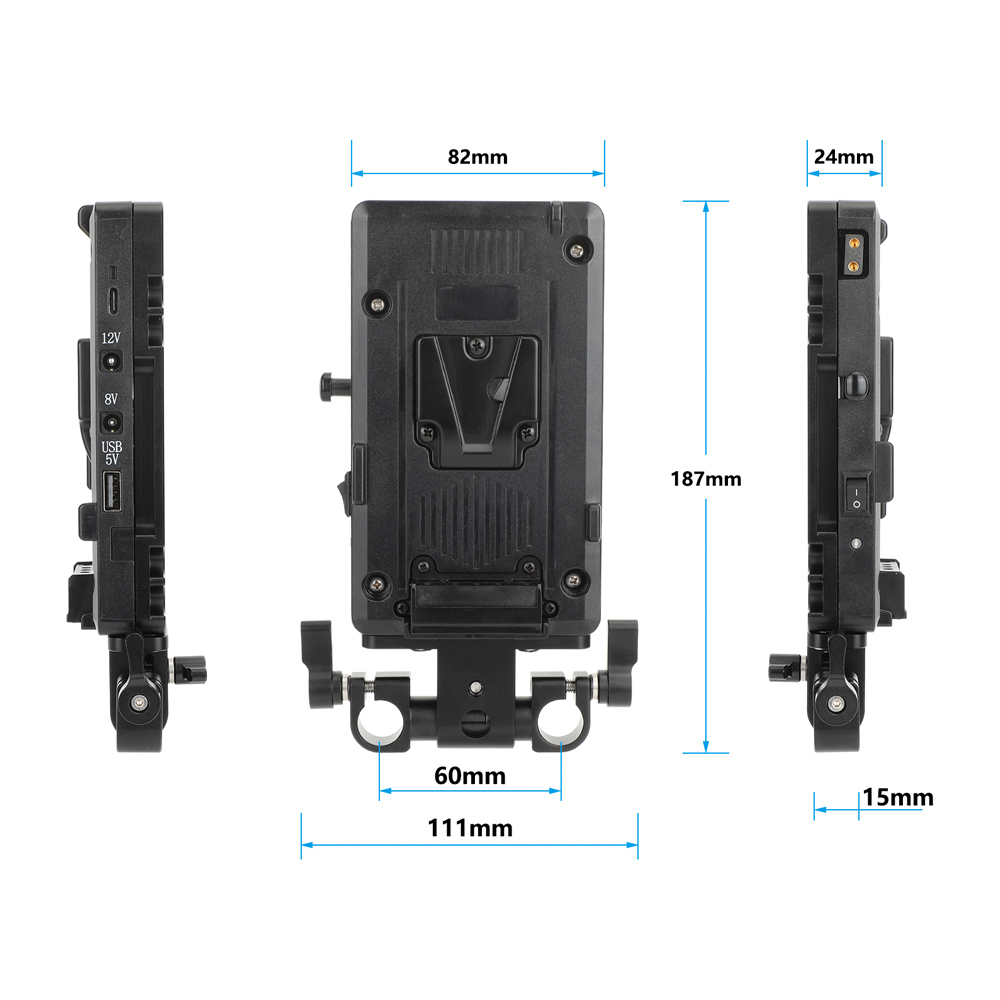CAMVATE V-Mount Battery Plate with Cheese Plate & 15mm Swiveling Rod Clamp