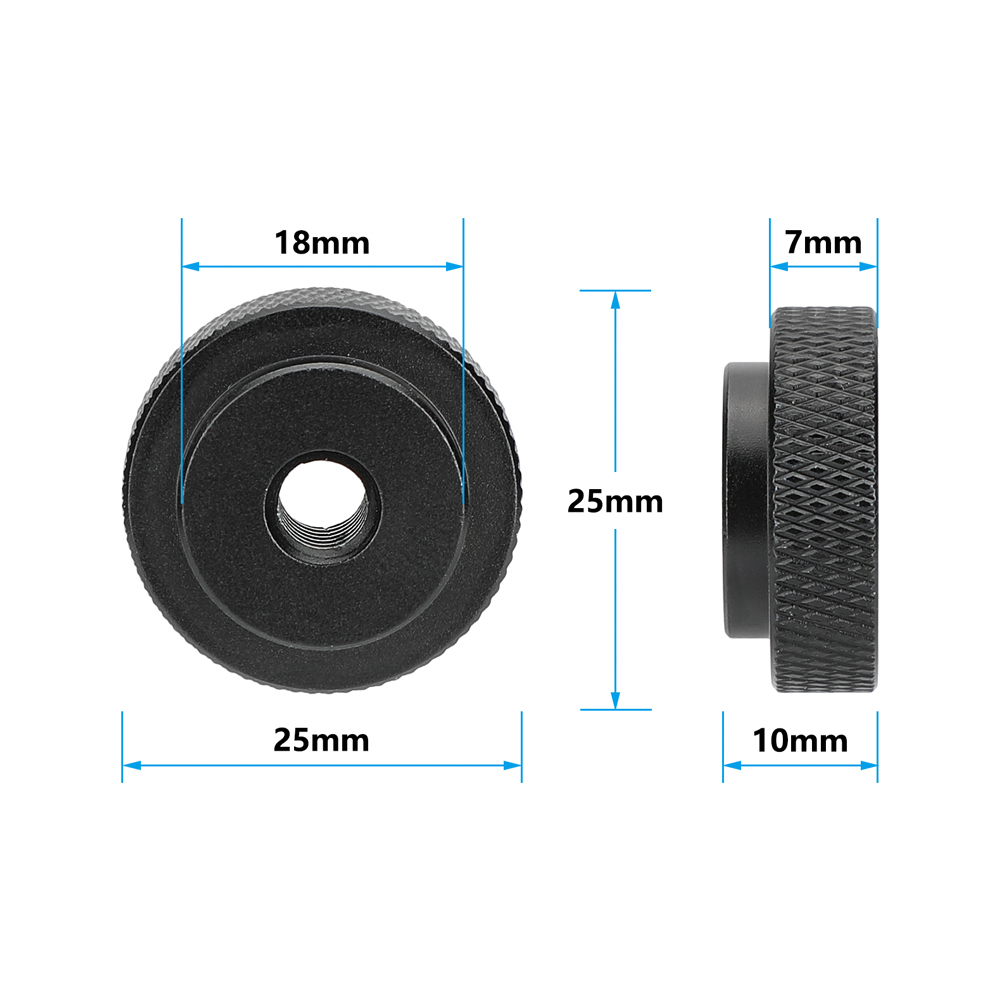 CAMVATE 1/4"-20 Female Thumbwheel Lock Nut Adapter (Black, 4-Pack)