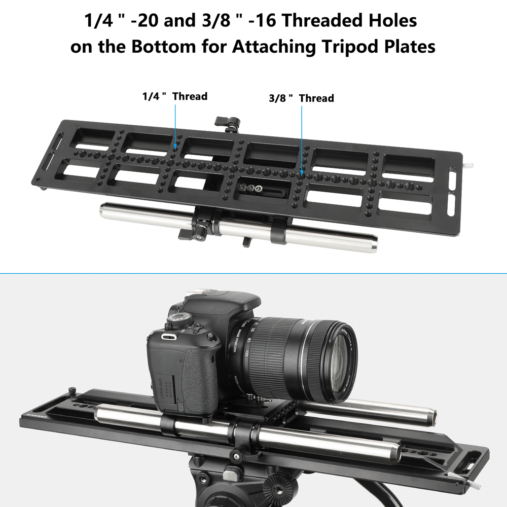 CAMVATE ARRI Standard Dovetail with Bridge Plate & 19mm Studio Rod Support System