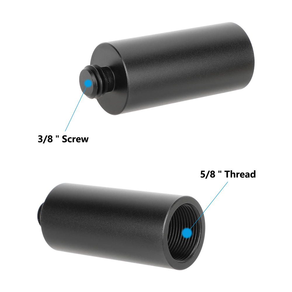 CAMVATE 5/8"-27 Female to 3/8"-16 Male Mic Stand Adapter (2" Long, 2-Pack)