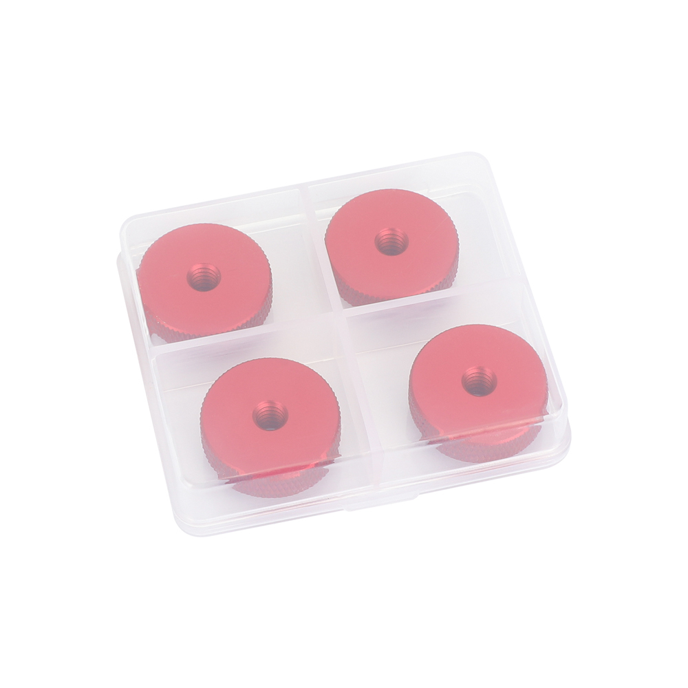 CAMVATE 1/4"-20 Female Thumbwheel Lock Nut Adapter (Red, 4-Pack)