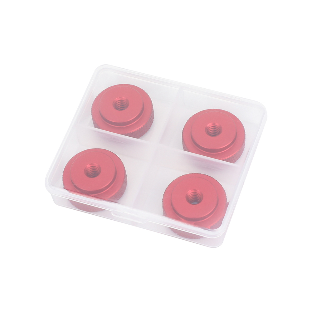 CAMVATE 1/4"-20 Female Thumbwheel Lock Nut Adapter (Red, 4-Pack)