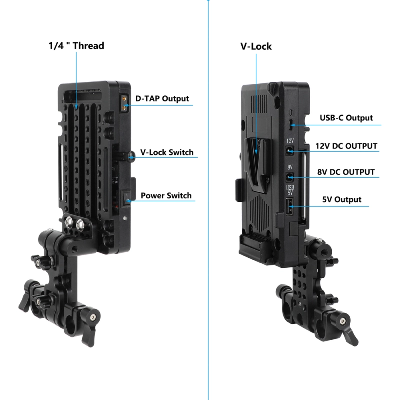 CAMVATE V-Mount Battery Plate with 15mm LWS Rod Clamp & Adjustable Arm
