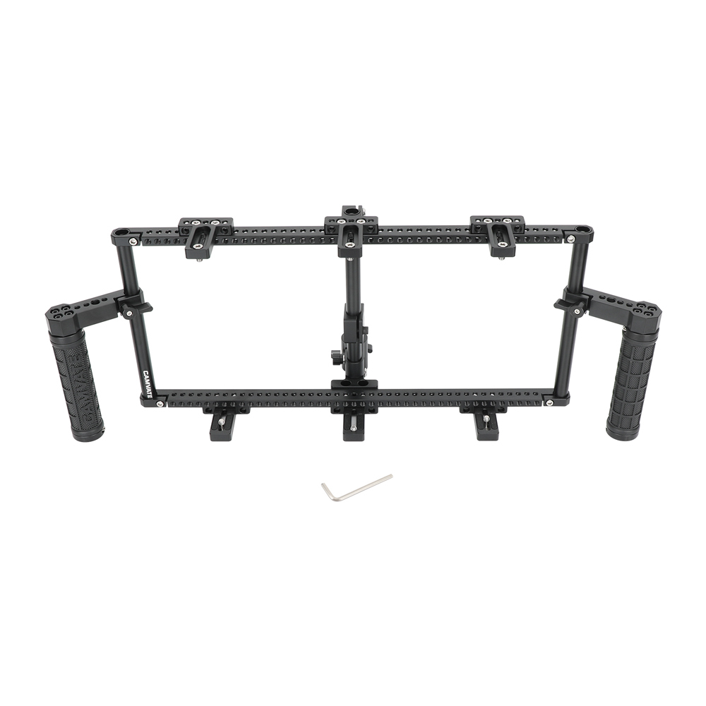 CAMVATE Director's Monitor Cage with Triple Monitor Mount & Dual Rubber Handgrips