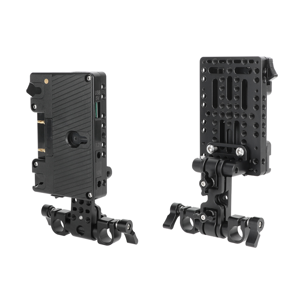CAMVATE Gold Mount Battery Plate with 15mm LWS Rod Clamp & Adjustable Arm