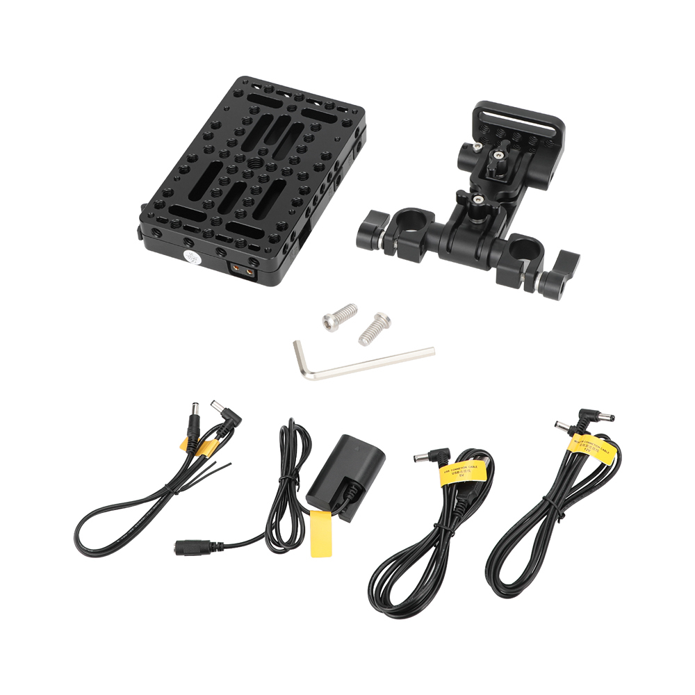 CAMVATE Gold Mount Battery Plate with 15mm LWS Rod Clamp & Adjustable Arm