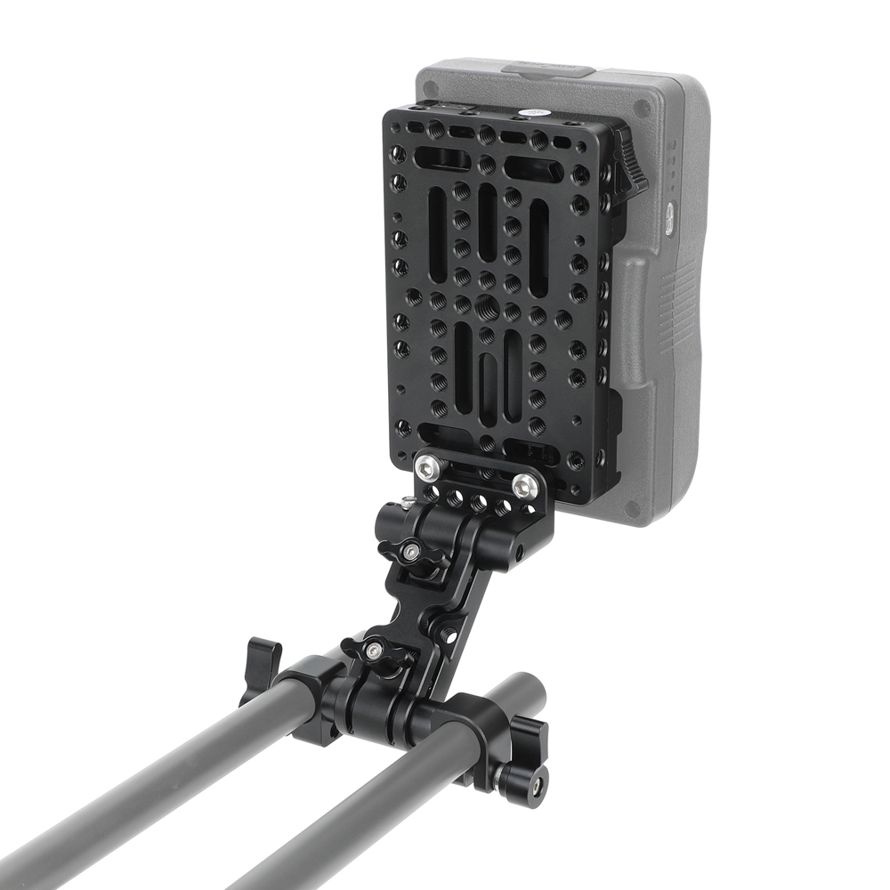 CAMVATE Gold Mount Battery Plate with 15mm LWS Rod Clamp & Adjustable Arm