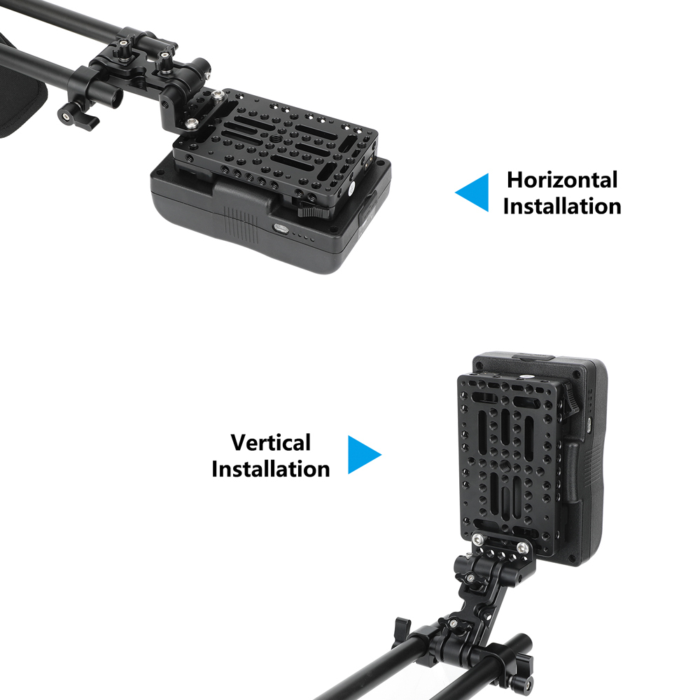 CAMVATE Gold Mount Battery Plate with 15mm LWS Rod Clamp & Adjustable Arm
