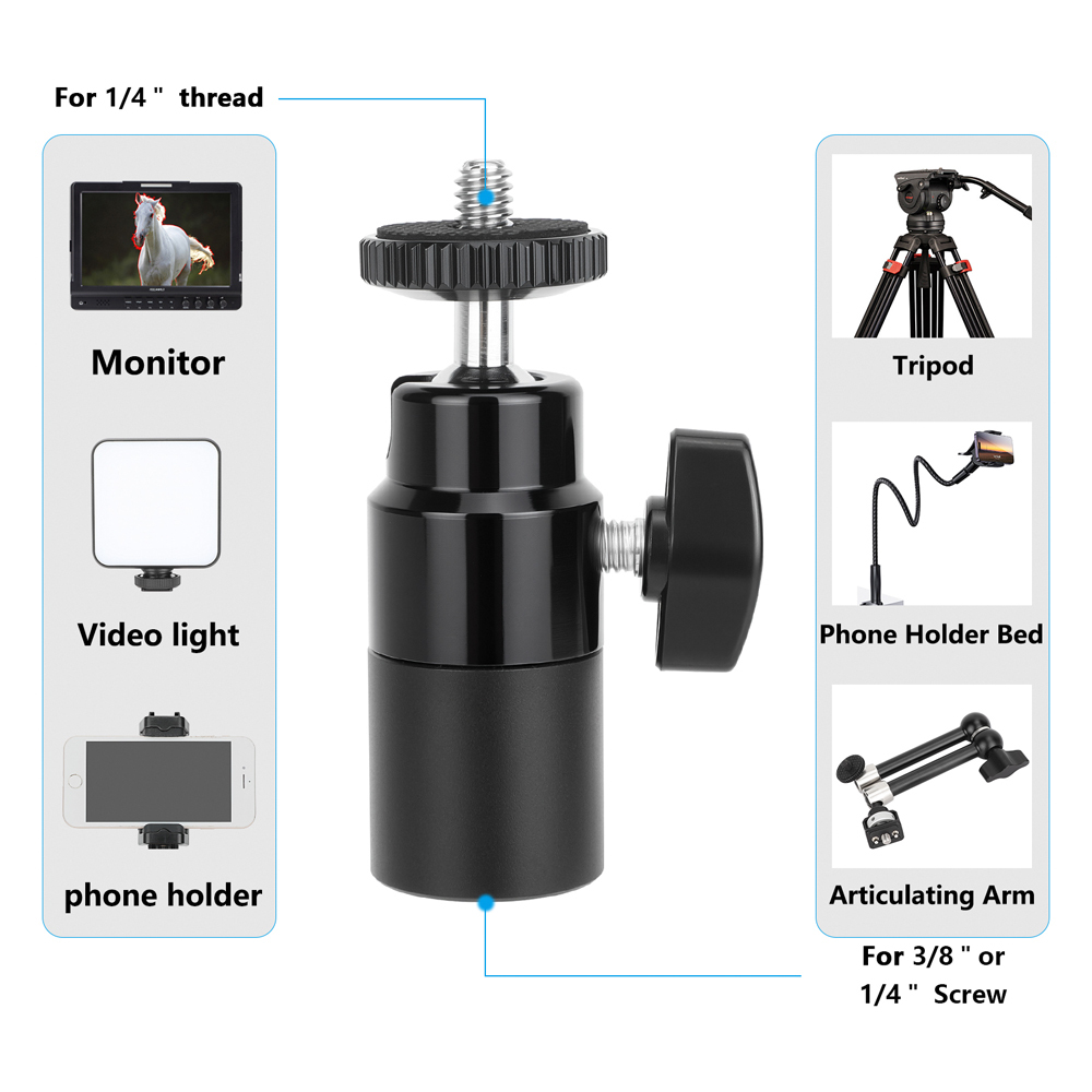 CAMVATE Multi-purpose Adjustable Ball Head Support Holder With 1/4"-20 Thumbscrew Mount & 5/8"-27 Thread Hole