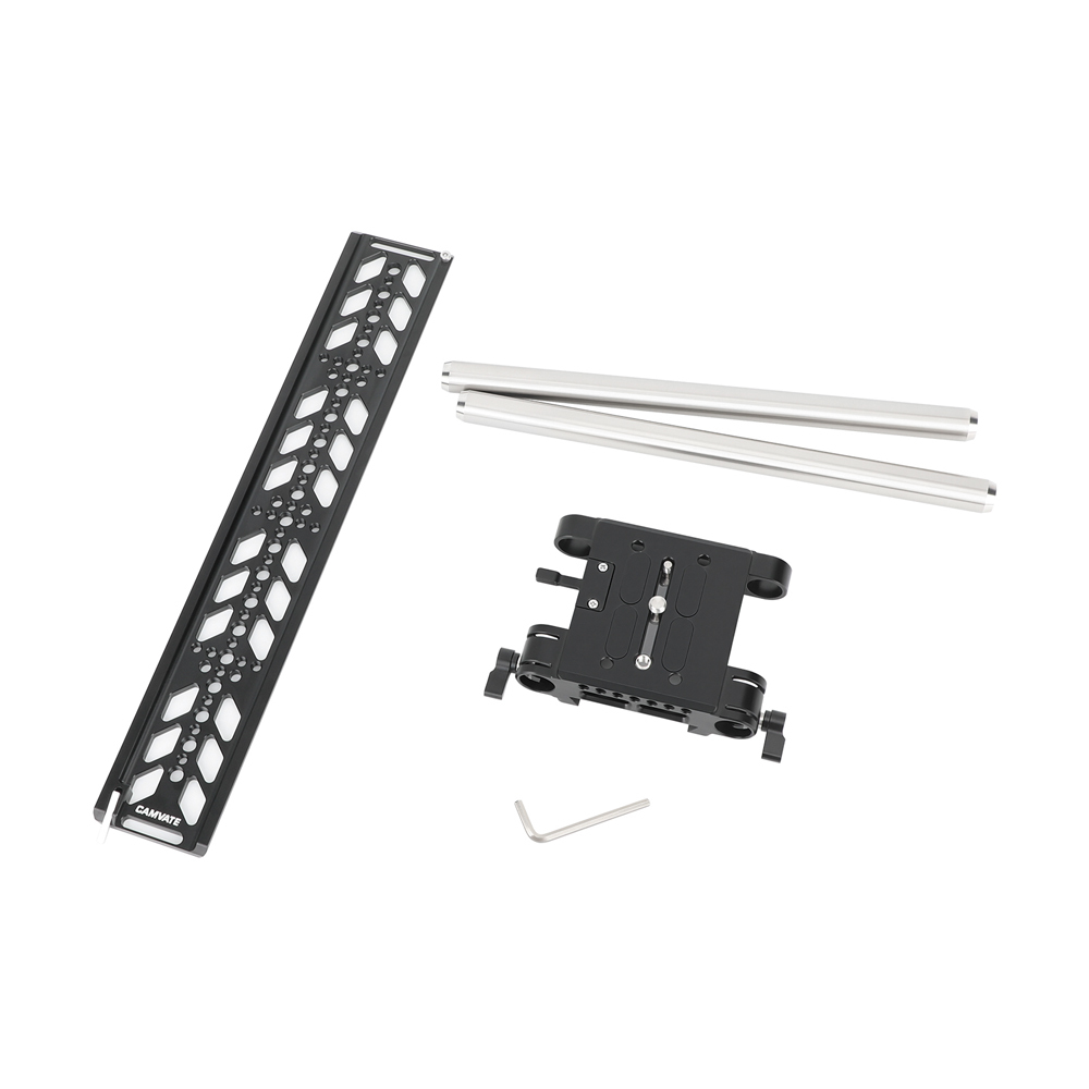 CAMVATE ARRI Standard Dovetail with Bridge Plate & 19mm Studio Rod Support System