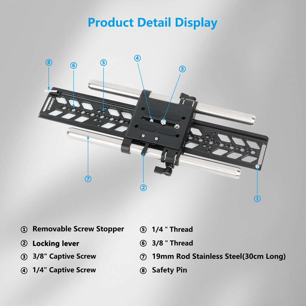 CAMVATE ARRI Standard Dovetail with Bridge Plate & 19mm Studio Rod Support System