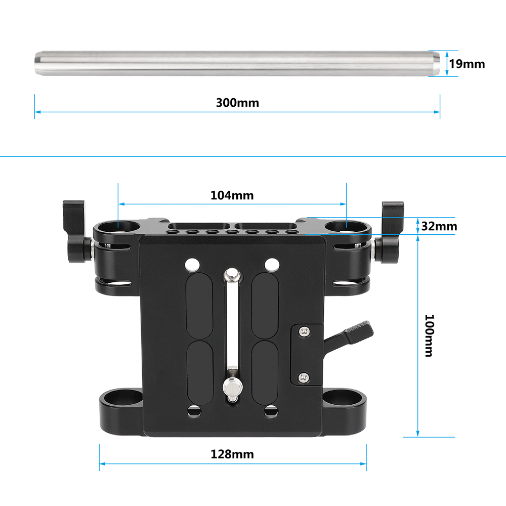 CAMVATE ARRI Standard Dovetail with Bridge Plate & 19mm Studio Rod Support System