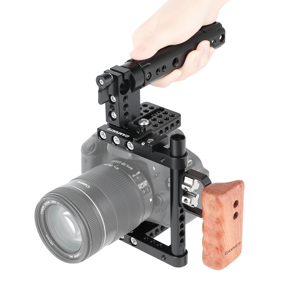CAMVATE Camera Cage Rig w/Top Handle Tripod Mount Plate for Canon Nikon Sony Panasonic