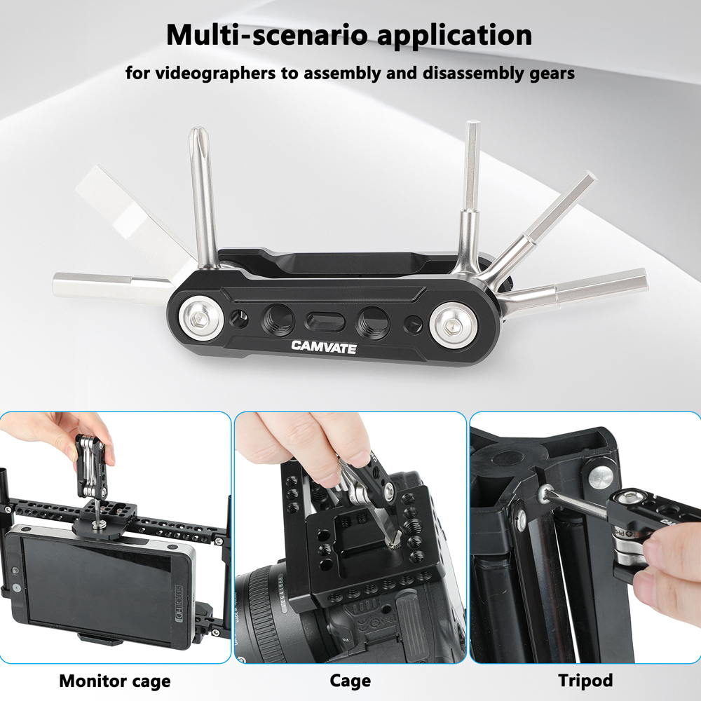 CAMVATE Folding Multi-Tool with Allen Wrenches & Screwdrivers (Red)