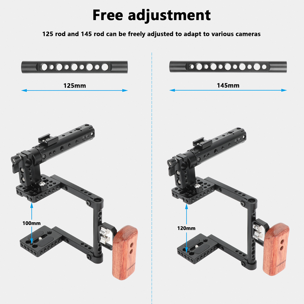 CAMVATE DSLR Camera Cage Top Handle Wood Grip for Canon 600D 70D 80D