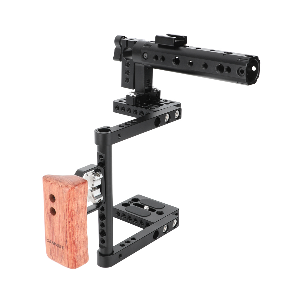 CAMVATE DSLR Camera Cage Top Handle Wood Grip for Canon 600D 70D 80D