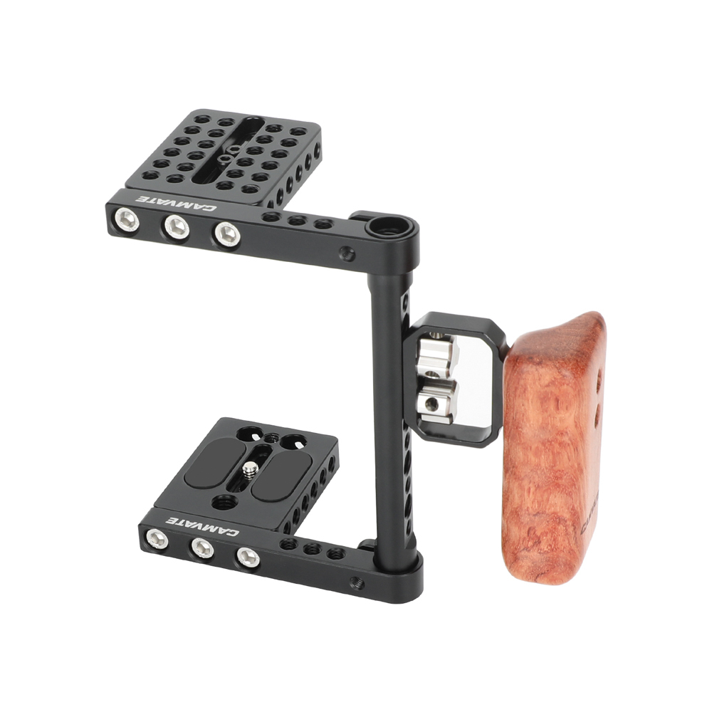 CAMVATE DSLR Video Camera Cage Stabilizer Rig with Wooden Handle for Canon Nikon Sony