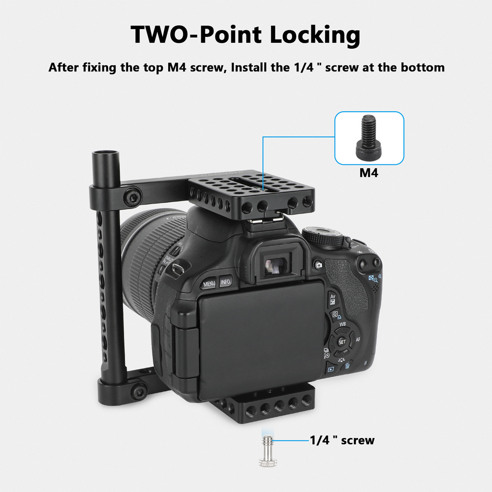 CAMVATE DSLR Video Camera Cage Stabilizer Rig with Wooden Handle for Canon Nikon Sony