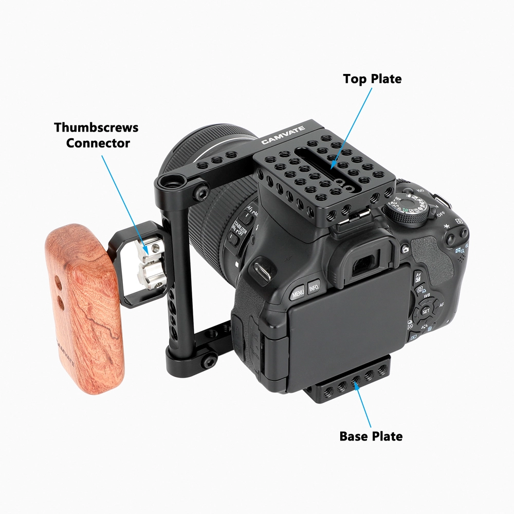 CAMVATE DSLR Video Camera Cage Stabilizer Rig with Wooden Handle