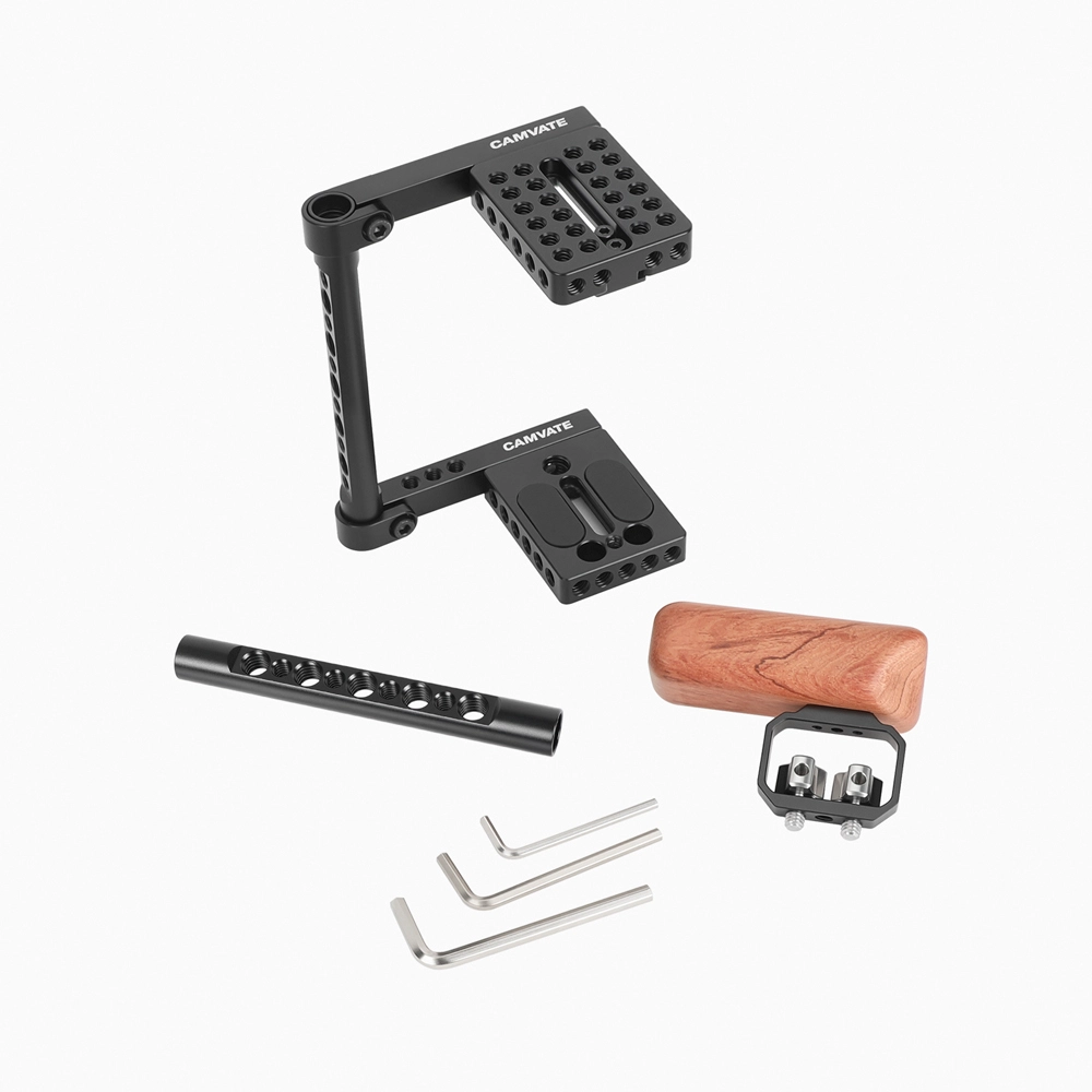 Stabilized Camera Rig CAMVATE DSLR Video Camera Cage Stabilizer Rig with Wooden Handle for ...