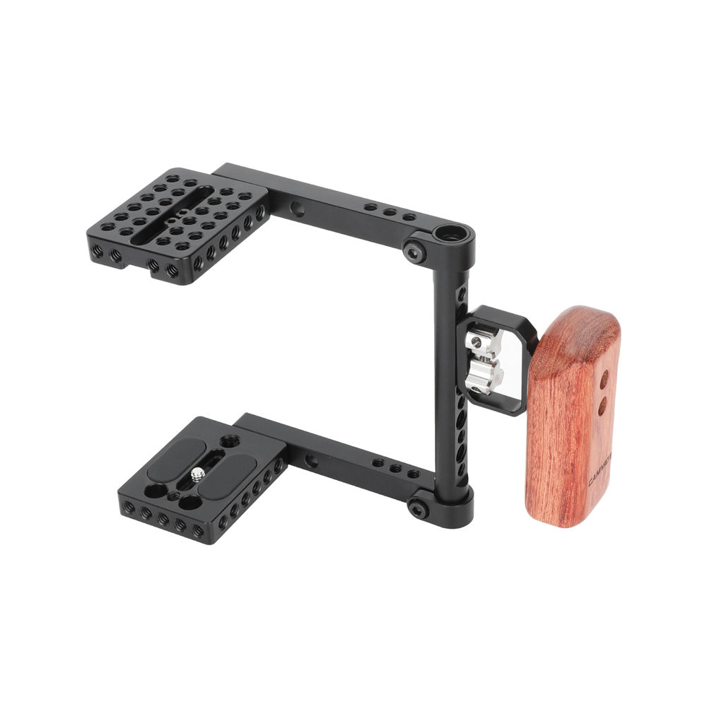 CAMVATE DSLR Video Camera Cage Stabilizer Rig with Wooden Handle(right)