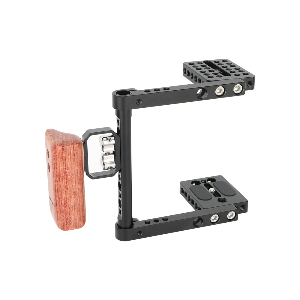 CAMVATE DSLR Video Camera Cage Stabilizer Rig with Wooden Handle(right)